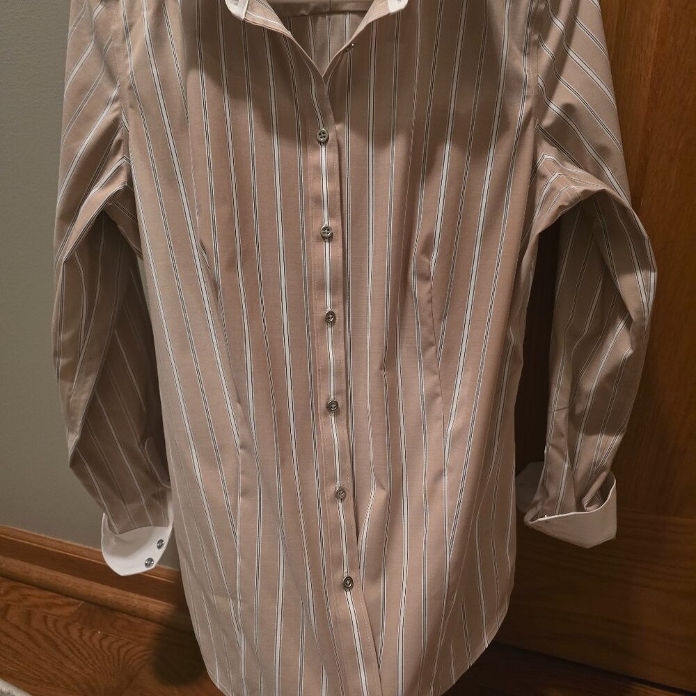 Talbots cuffed striped blouse-  size 8